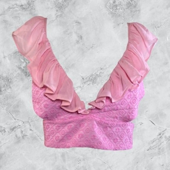 Tularosa Cleo Ruffled Crop Top - Pink Floral